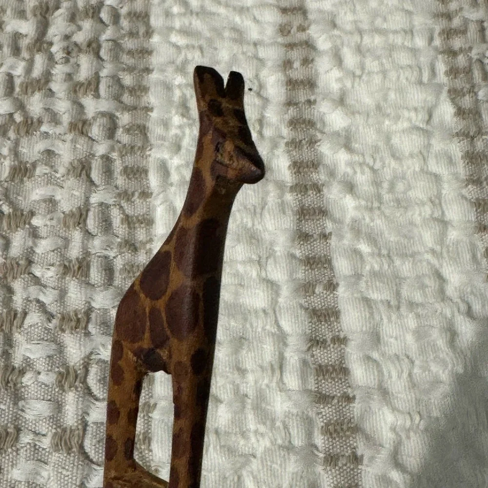 Wooden‎ Giraffe Figurine Hand Carved Animal Safari Decor Envelope Opener Whimsy
